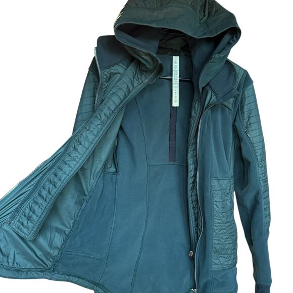 Lululemon Fleecy Keen Jacket II Women's Size 10 Fuel Green Hooded Casual Winter - Picture 11 of 16